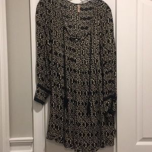 Free People boho black and cream Aztec print dress